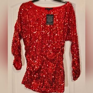 NWT Boston Harbor Bright Red Sequin Valentine's Day Party Cocktail Dress XL